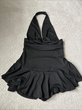 Black Halter One-Piece dance Dress size M with shorts
